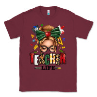 Burgundy teacher life blonde caucassian messy bun Classic Tee - texasbilliewilder