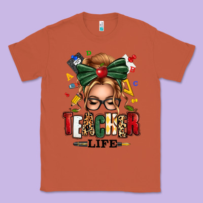 Teacher Life Blonde Caucassian Messy Bun Classic Tee Designed By Texasbilliewilder