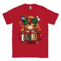 Red teacher life blonde caucassian messy bun Classic Tee - texasbilliewilder