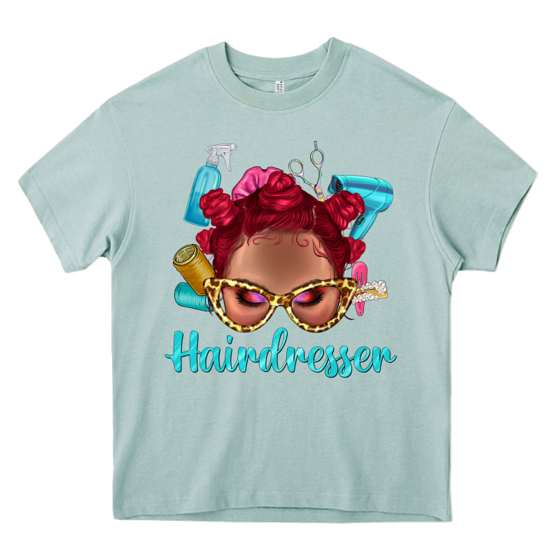 Afro Bantu Knots Red Hairdresser With Leopard Glasses Bbs Heavy Core Tee by BundleAndBundleShop | Teevron