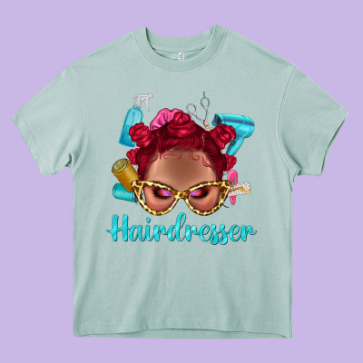 Afro Bantu Knots Red Hairdresser With Leopard Glasses Bbs Heavy Core Tee Designed By Bundleandbundleshop