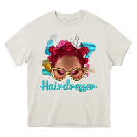 Cream Afro Bantu Knots Red Hairdresser With Leopard Glasses Bbs Heavy Core Tee - BundleAndBundleShop