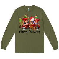 Army Green merry christmas truck gnomies Long Sleeve Tee - CowGirlArtShop