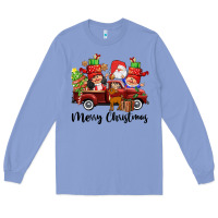 Colony Blue merry christmas truck gnomies Long Sleeve Tee - CowGirlArtShop