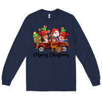 Navy merry christmas truck gnomies Long Sleeve Tee - CowGirlArtShop