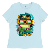 Alabama Map Sunflower Cactus Serape Ladies Tee | Teevron
