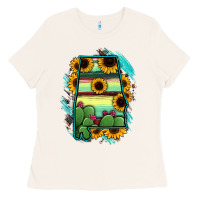 Bone Alabama Map Sunflower Cactus Serape Ladies Tee - RanaPortraitStore