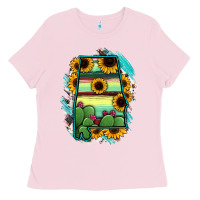 Bubblegum Pink Alabama Map Sunflower Cactus Serape Ladies Tee - RanaPortraitStore