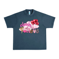 Midnight Navy Clouds of love with balloons Valentine's Day Urban Heavy Tee - HowdyJamesFarm