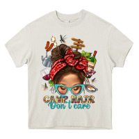 Cream Camp Hair Dont Care Messy Bun Bbs Heavy Core Tee - BundleAndBundleShop