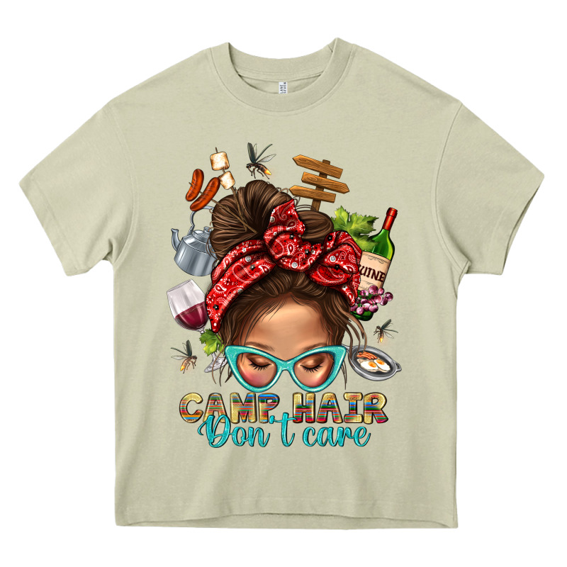Camp Hair Dont Care Messy Bun Bbs Heavy Core Tee by BundleAndBundleShop | Teevron