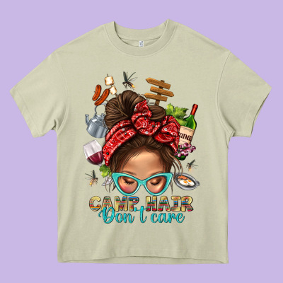 Camp Hair Dont Care Messy Bun Bbs Heavy Core Tee Designed By Bundleandbundleshop
