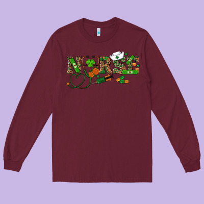 St Patrick's Day Nurse Long Sleeve Tee Designed By Ranaportraitstore