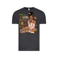 Vintage Black Just a girl who loves Fall afro woman Vintage Tee - NancyCooperArtShop