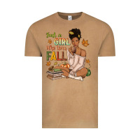 Just A Girl Who Loves Fall Afro Woman Vintage Tee | Teevron