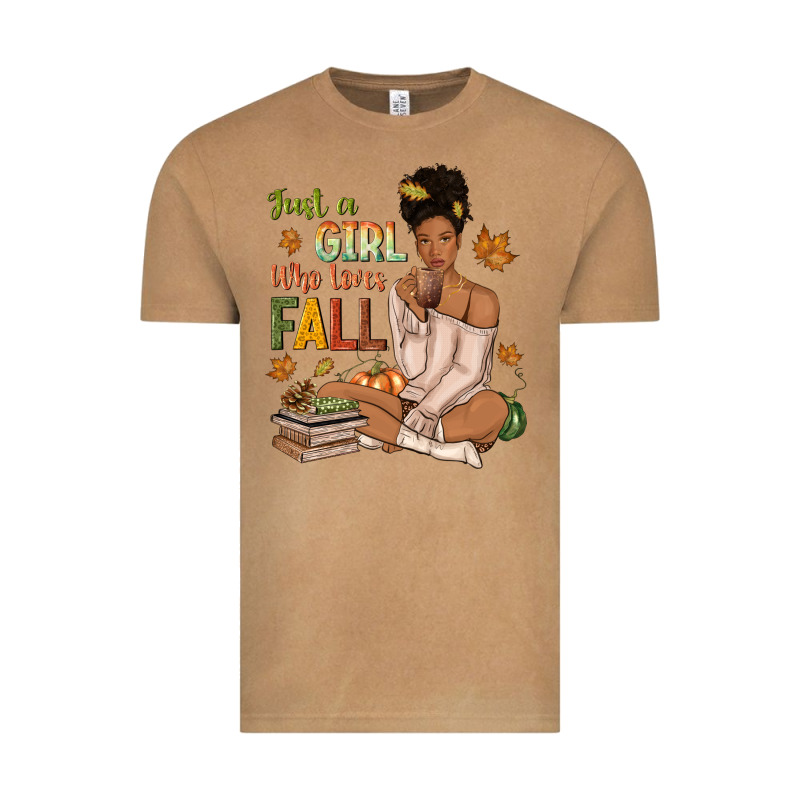 Just A Girl Who Loves Fall Afro Woman Vintage Tee by NancyCooperArtShop | Teevron