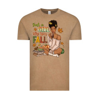 Vintage Coffee Just a girl who loves Fall afro woman Vintage Tee - NancyCooperArtShop