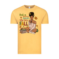 Vintage Mustard Just a girl who loves Fall afro woman Vintage Tee - NancyCooperArtShop