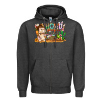 Charcoal Heather Easter Howdy Peeps Bunny Zipper Hoodie - CowhideDigitalArt