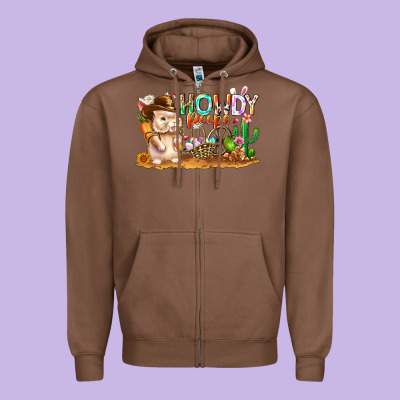 Easter Howdy Peeps Bunny Zipper Hoodie Designed By Cowhidedigitalart
