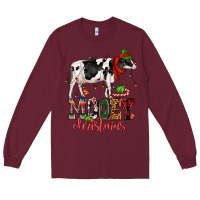 Burgundy mooey christmas cow Long Sleeve Tee - CowGirlArtShop