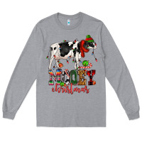 Heather Grey mooey christmas cow Long Sleeve Tee - CowGirlArtShop