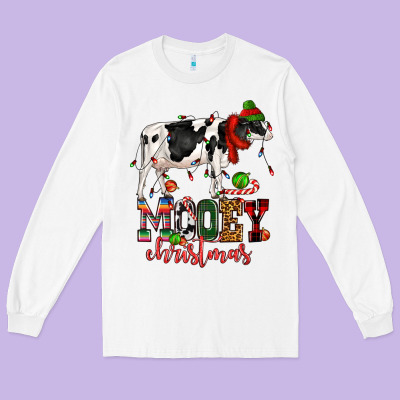 Mooey Christmas Cow Long Sleeve Tee Designed By Cowgirlartshop
