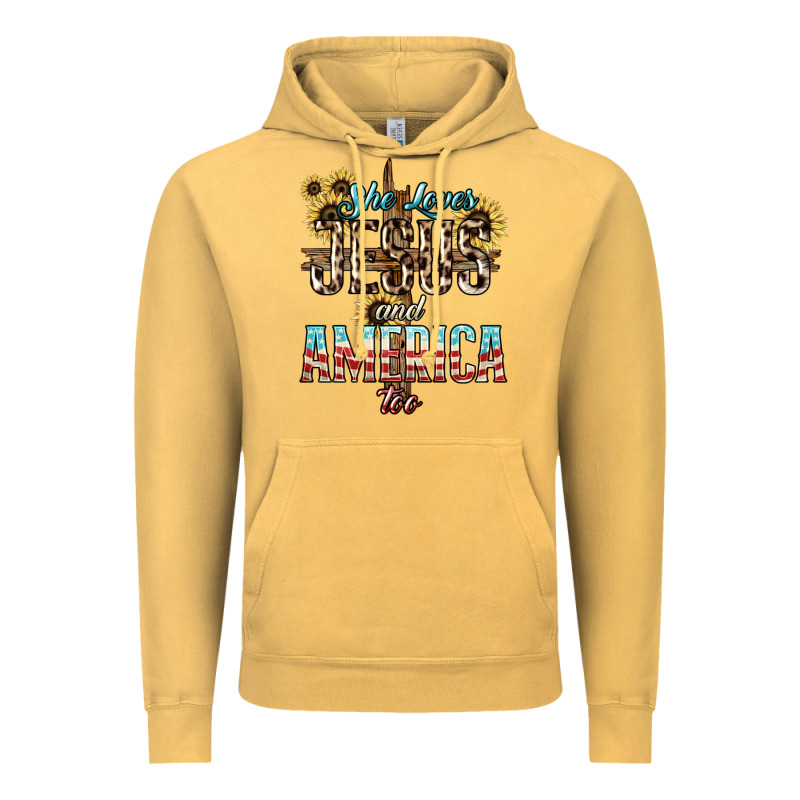 She Loves Jesus And America Too Sunflower Vintage Hoodie by HowdyJamesFarm | Teevron