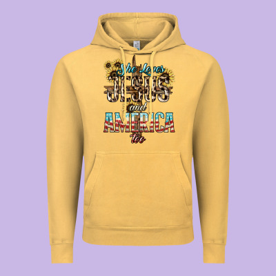 She Loves Jesus And America Too Sunflower Vintage Hoodie Designed By Howdyjamesfarm
