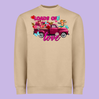 Loads Of Love Valentine's Day Truck Heavyweight Sweatshirt Designed By Fadigitalartstudio
