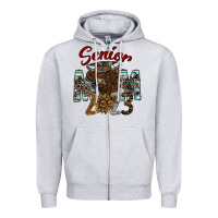 Heather Grey Senior Mom 2023 Zipper Hoodie - CowhideDigitalArt