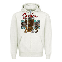 Oatmeal Heather Senior Mom 2023 Zipper Hoodie - CowhideDigitalArt
