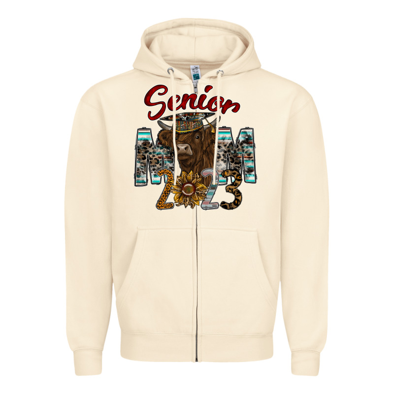 Senior Mom 2023 Zipper Hoodie by CowhideDigitalArt | Teevron