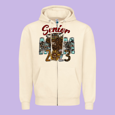 Senior Mom 2023 Zipper Hoodie Designed By Cowhidedigitalart