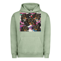 Pigment Oil Green dachshund Urban Hoodie - BarkalooDesign