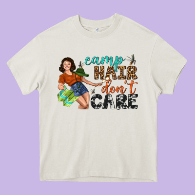 Camp Hair Don't Care Heavy Core Tee Designed By Bundleandbundleshop