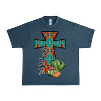 Midnight Navy aztec cactus cross Urban Heavy Tee - JahusDesignShop