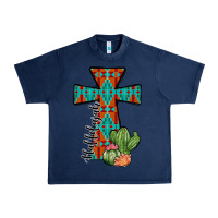 Navy aztec cactus cross Urban Heavy Tee - JahusDesignShop