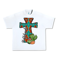 White aztec cactus cross Urban Heavy Tee - JahusDesignShop
