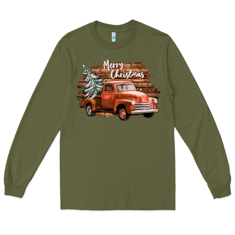 Merry Christmas Truck Long Sleeve Tee by CowGirlArtShop | Teevron