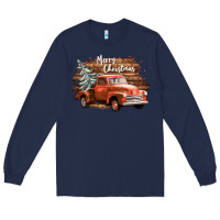 Navy merry christmas truck Long Sleeve Tee - CowGirlArtShop