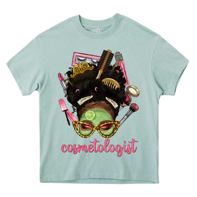 Afro Messy Bun Cosmetologist Heavy Core Tee by BundleAndBundleShop | Teevron