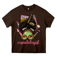 Chocolate Brown Afro Messy Bun Cosmetologist Heavy Core Tee - BundleAndBundleShop