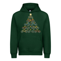 Forest Green bicycle christmas tree funny biker bicyclist xmas for family long slee Urban Hoodie - lanVoArt