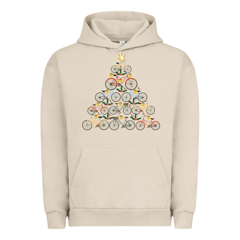 Bicycle Christmas Tree Funny Biker Bicyclist Xmas For Family Long Slee Urban Hoodie by lanVoArt | Teevron