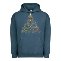 Pigment Midnight Navy bicycle christmas tree funny biker bicyclist xmas for family long slee Urban Hoodie - lanVoArt