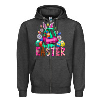 Charcoal Heather Easter Zipper Hoodie - CowhideDigitalArt