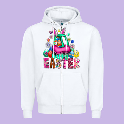 Easter Zipper Hoodie Designed By Cowhidedigitalart