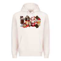 Pale Pink Chocolate Love Coffee Cups Premium Hoodie - FaDigitalArtStudio