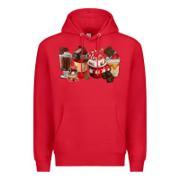Red Chocolate Love Coffee Cups Premium Hoodie - FaDigitalArtStudio